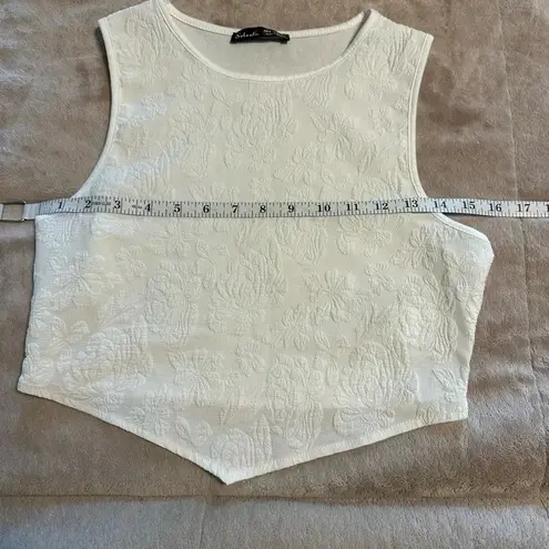 Salanta Cropped Sleeveless Top Size Medium 6 White Tank Bridal