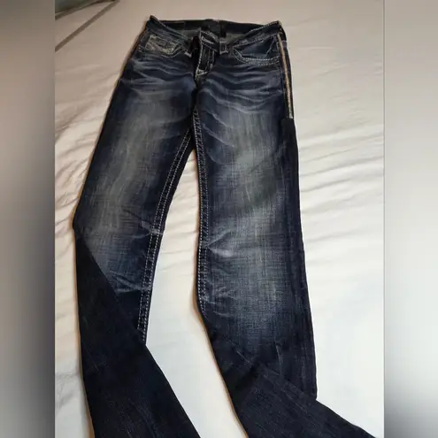 Big star  Dark Blue Skinny Jeans with Embellished Pockets