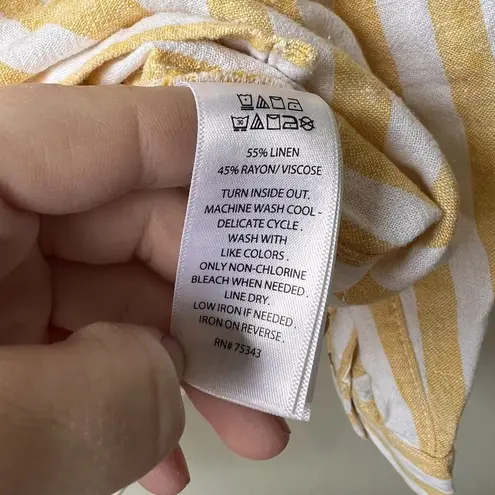 Sigrid Olsen Striped Yellow & White Long Sleeve Button-Up Shirt  Womens‎ L