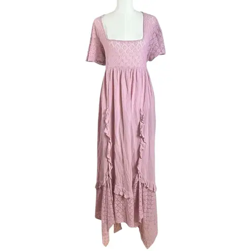 Free People  Ethereal Bohemian Bring The Romance Midi Maxi Dress Blush Pink Small