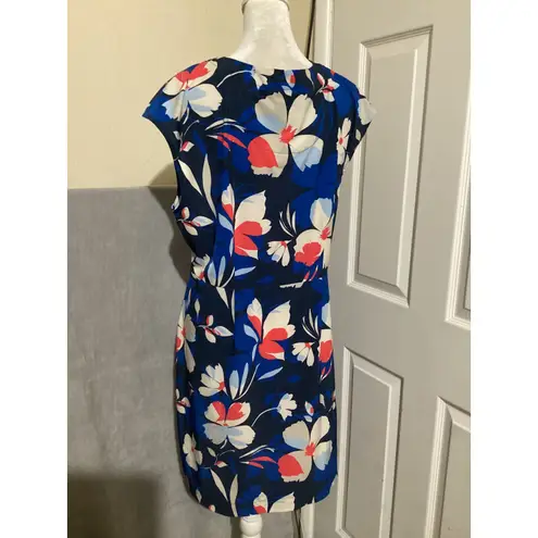 Tommy Bahama  Island Zone Women Floral Print V Neck Sleeveless Wrap Dress Navy L