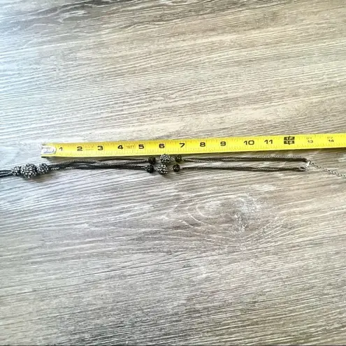 BlackĀ silver chain long necklace with rhinestoneāballs