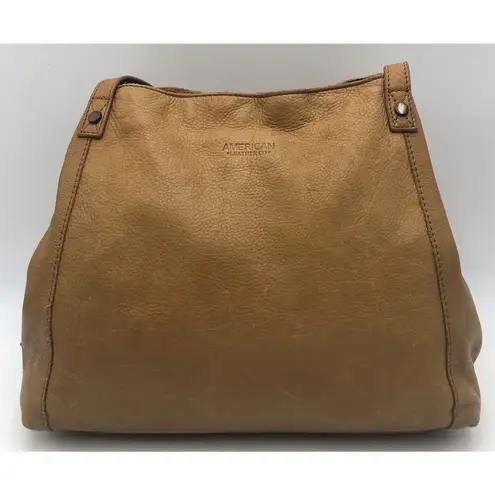 American Leather Co. Liberty Camel Brown Pebbled Leather Tote Shoulder Bag READ