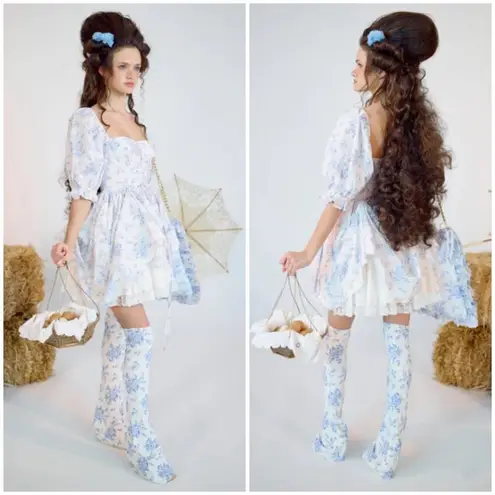 💕SELKIE💕 The Bed & Breakfast Kiera Dress ~ Blue Floral Print XXL