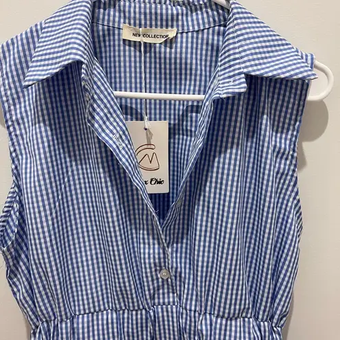 Max Chic Blue and White Checkered Shirt