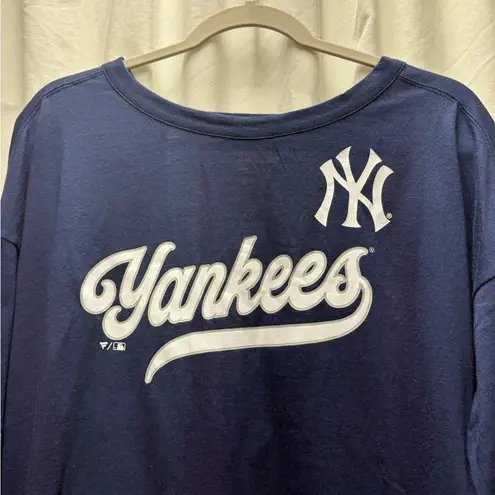 Fanatics Navy New York Yankees Core Boat Neck Long Sleeve T-Shirt wns M NWT