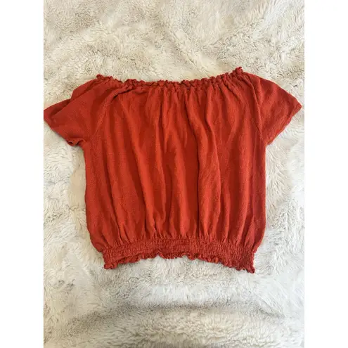 Madewell  Top Womens XXL Off the Shoulder Rust Drawstring Fall Lightweight thumbnail 2