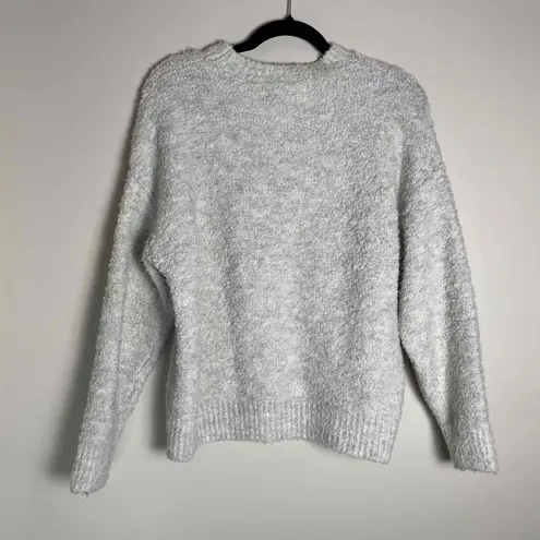 MNG Womens Light Grey Crewneck Knit Textured Long Sleeve Sweater Small Gray