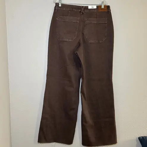 Judy Blue NWT High Rise Brown Retro Wide Leg Jeans Front Patch Pocket Women 14W