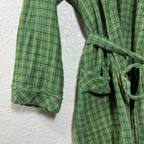 NFL Vtg 90s  Green Bay Packers Robe XL Plaid Flannel Patch Cotton Belted Pockets