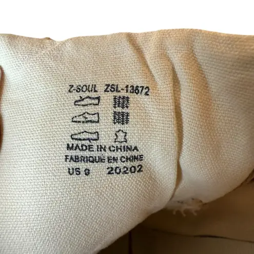 Taos Z Soul Canvas Sneakers Women's Size 9 Side Zip Lace Up Tan Beige Neutral