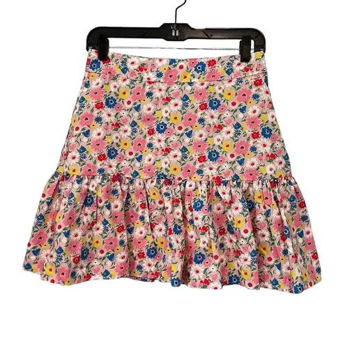 NWT, Boden Floral Poplin Tiered Mini Skirt, Sz 6