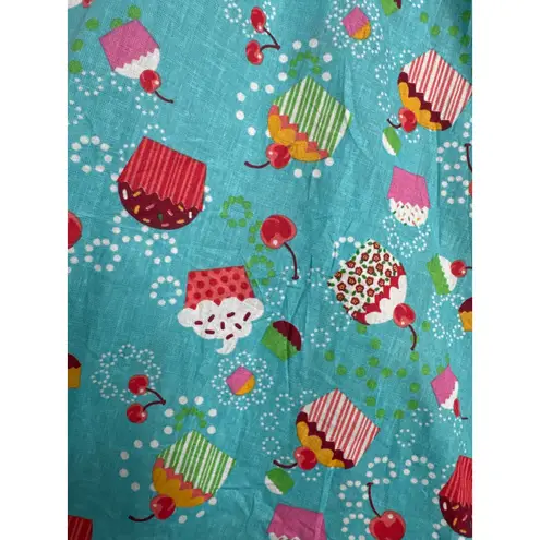 Handmade Cupcake Print Ruffle Dress Cottagecore Swing Skirt Apron Style X Small Blue Size XS