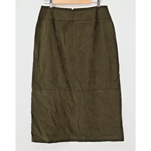 NWT Olive Green Vegan Suede Pencil Skirt Fall Business Casual Goblin Size 12P