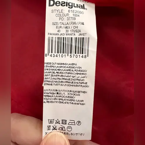 Desigual Aztec Boho Patterned Trench Coat Button Front Mid Length