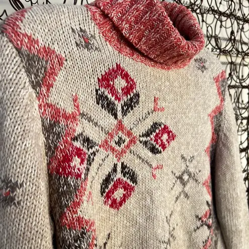 Christopher & Banks Y2K  hand embroidered fair isle BoHo turtleneck sweater