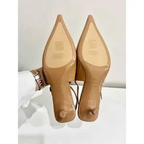 Jimmy Choo NWOB Amel 50 Patent Leather Sling Back Pumps Biscuit Women's Size 39