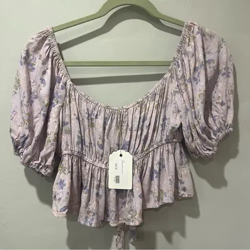 Sky to Moon small Set Purple Flowers Crop Top & Skirt Tie Front Fairy NEW