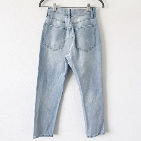 Revolve SNDYS High Rise Straight Button Fly Jeans in Light Wash Blue Size 4