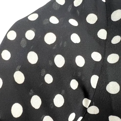 W5 Polka Dot Button-Up Twist Hem Blouse Short Sleeve Black White Size Medium NWT - Image 4