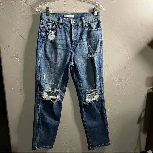 Eunina Rocky High Rise Boyfriend Distressed Denim Jeans