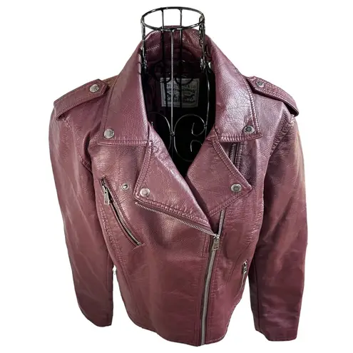 Levi's  Vegan Faux Leather Classic Motorcycle Jacket Burgundy Size Medium