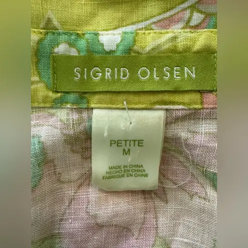 Sigrid Olsen Vintage 100% Linen floral pants and shirt set. Size Medium