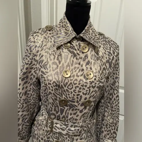 Lisa Int’l Animal Print Short Trench Coat/Jacket