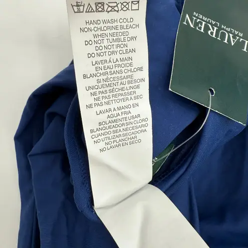 LAUREN RALPH LAUREN Bikini Bottom SZ 6 NWT Indigo Blue Beach Club Wide Shirred