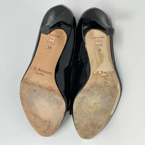 LK Bennett L.K. Bennett Darcia Classic Preppy LK Brogue Black Patent Leather Bow Heels 37
