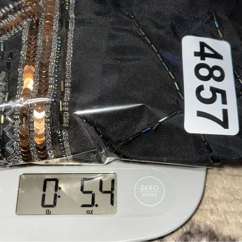 Argenti Vintage Women’s M Black Silk Multi Color Beaded Sequin Party Evening Top Size M