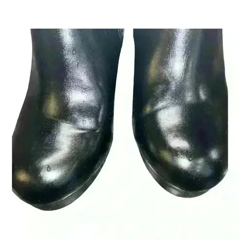 Christian Siriano black chunky block heel gold strap ankle boot size 10