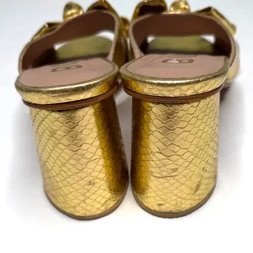 Butrich Bow Slide Pump in Gold Embossed Snake Size 40 (fits like an 8.5/9)