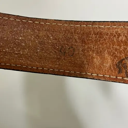 Western black embossed leather belt made in the USA silver buckle womens size 40