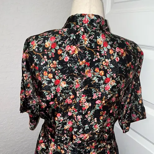 Ilese Stevens Vintage Floral Short Sleeve Short Robe with Belt Size S