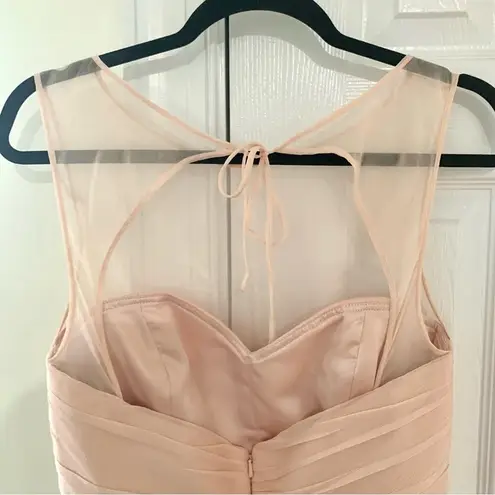 Amsale Blush Silk Chiffon Floor Length Bridesmaid Gown Pink Size 8