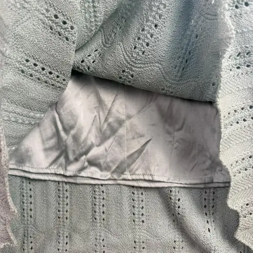 St. John Collection Skirt Womens 12 Blue A-Line Pointelle Scalloped Made USA