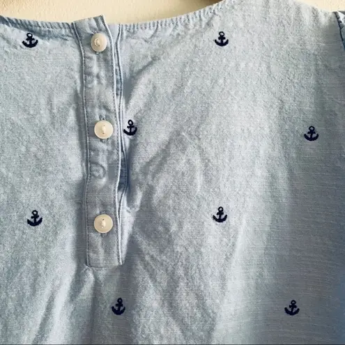 1901 Nordstrom Light Blue Sleeveless Anchor Top Blouse Size S