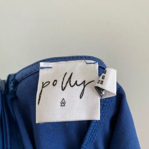 Princess Polly  Navy Janson Playsuit Satin Ruffle Romper Size 6 **FLAWS**