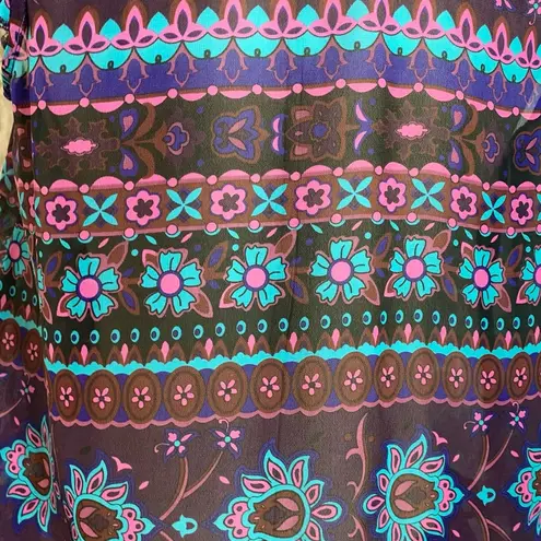 Ali & Kris sheer blue & purple floral, ruffled top / S / Excellent condit…