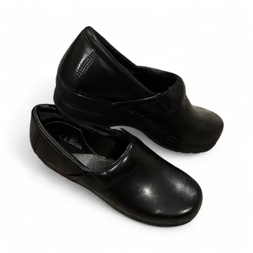 L.L. Bean Clog Women's Black Leather Mules 8