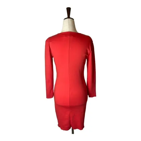 RE/DONE Red Ruched Front Long Sleeve Mini Sheath Dress Size S