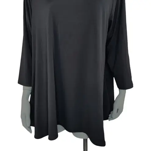 T Tahari  Womens XL 3/4 Sleeve Shirttail Hem Round Neck Blouse Slinky