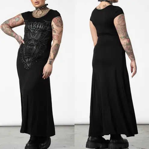 KILLSTAR Bellow Maxi Dress Baphomet Graphic Print Grunge Goth Gothic Punk Black
