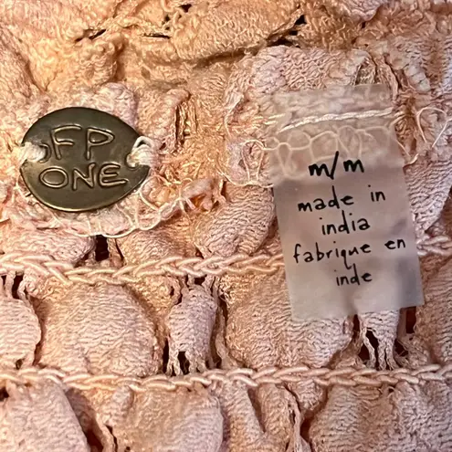 FP One Blush Lace Bralette Top Strappy Back Crochet Boho Festival Medium Pink