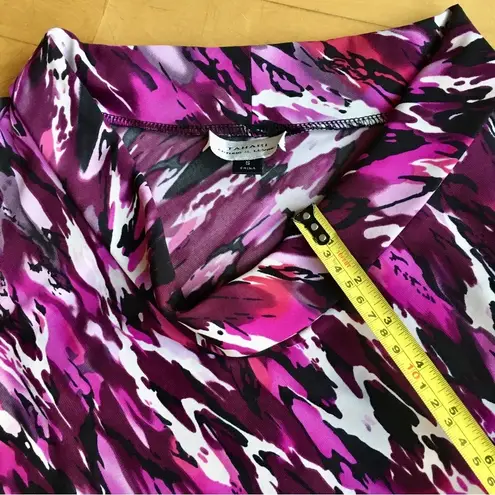 Tahari Mini Cowl Neck Tank Blouse, Abstract, Pink, Red, Black, White, Size S