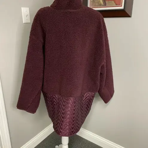 Athleta  Womens Maroon Cozy Sherpa Snap Sweatshirt NWT 2X
