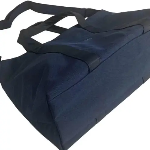 Jimmy Choo Navy Blue Canvas and Leather Trim Weekend Travel Bag