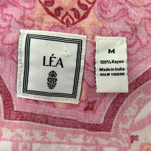 Lea Pink Printed Ruffle Trim Wrap Maxi Dress Size M