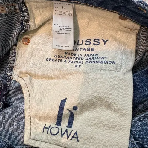 Moussy Vintage Howa Distressed Straight Leg Frayed Hem Cropped Jeans, Sz 32 Blue